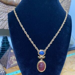 Vintage Scarab Pendant Necklace